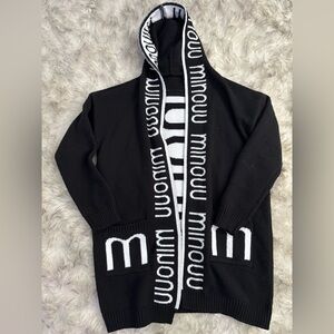 Stylish Black and White Hooded Cardigan
